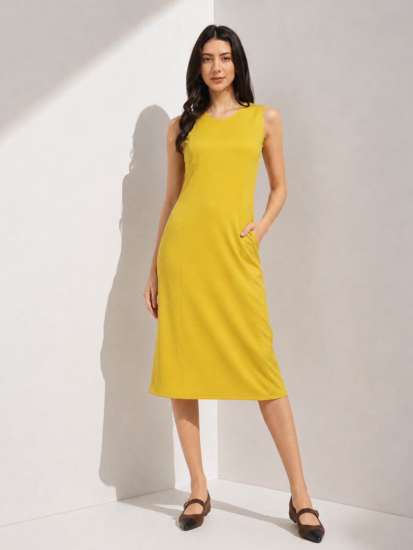 A-line Midi Dress - Green