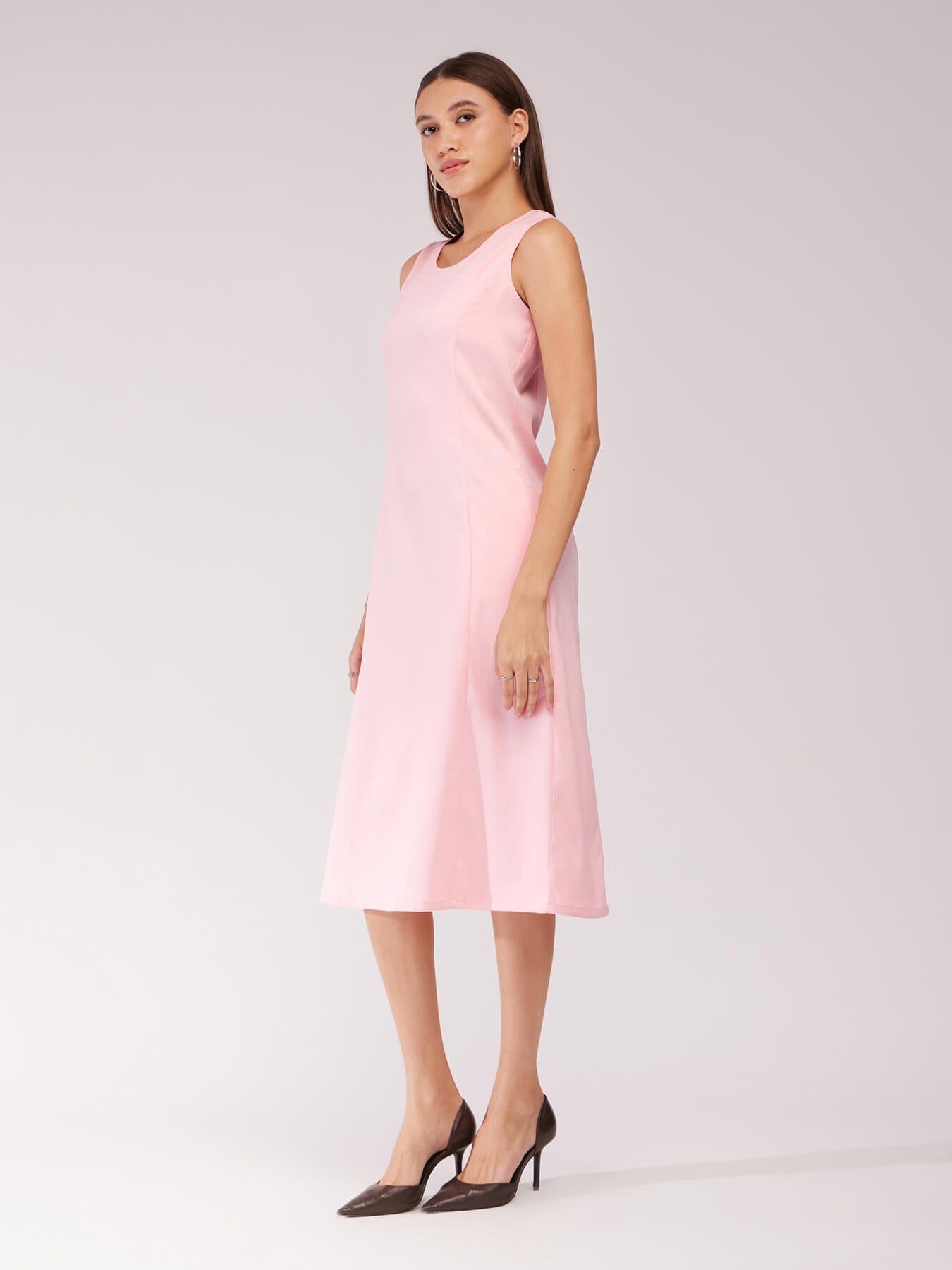 A-line Midi Dress - Pink