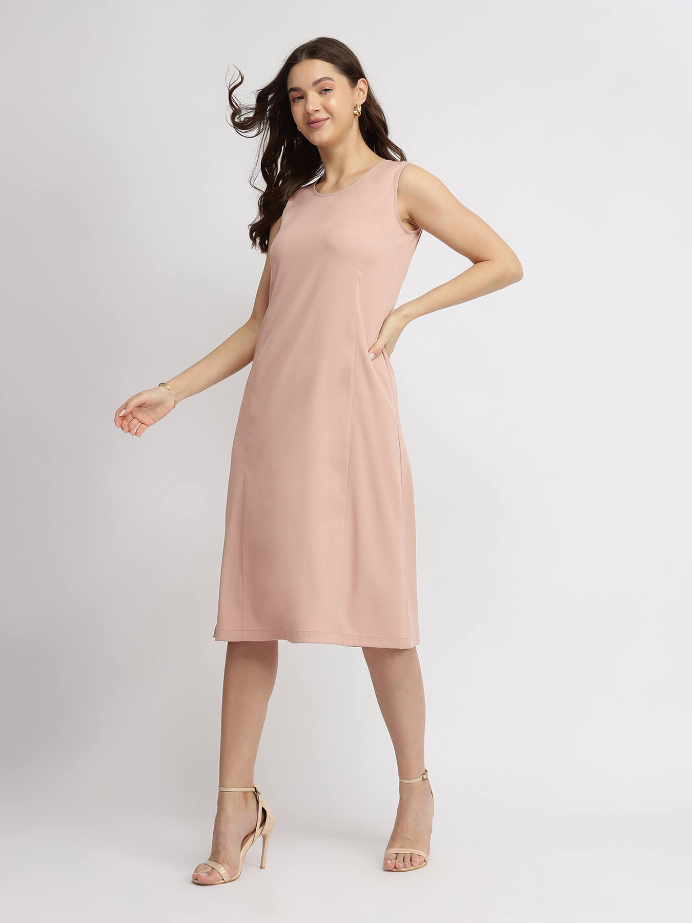 A-line Midi Dress - Blush Pink