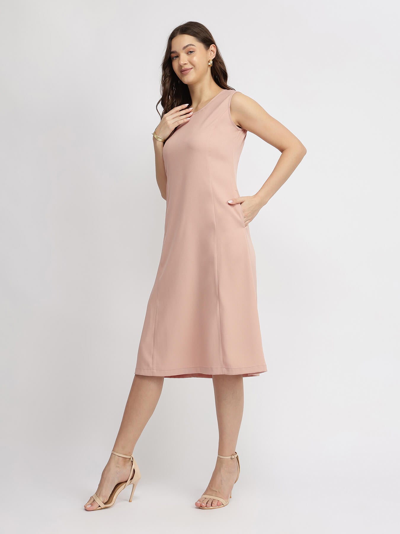 A-line Midi Dress - Blush Pink