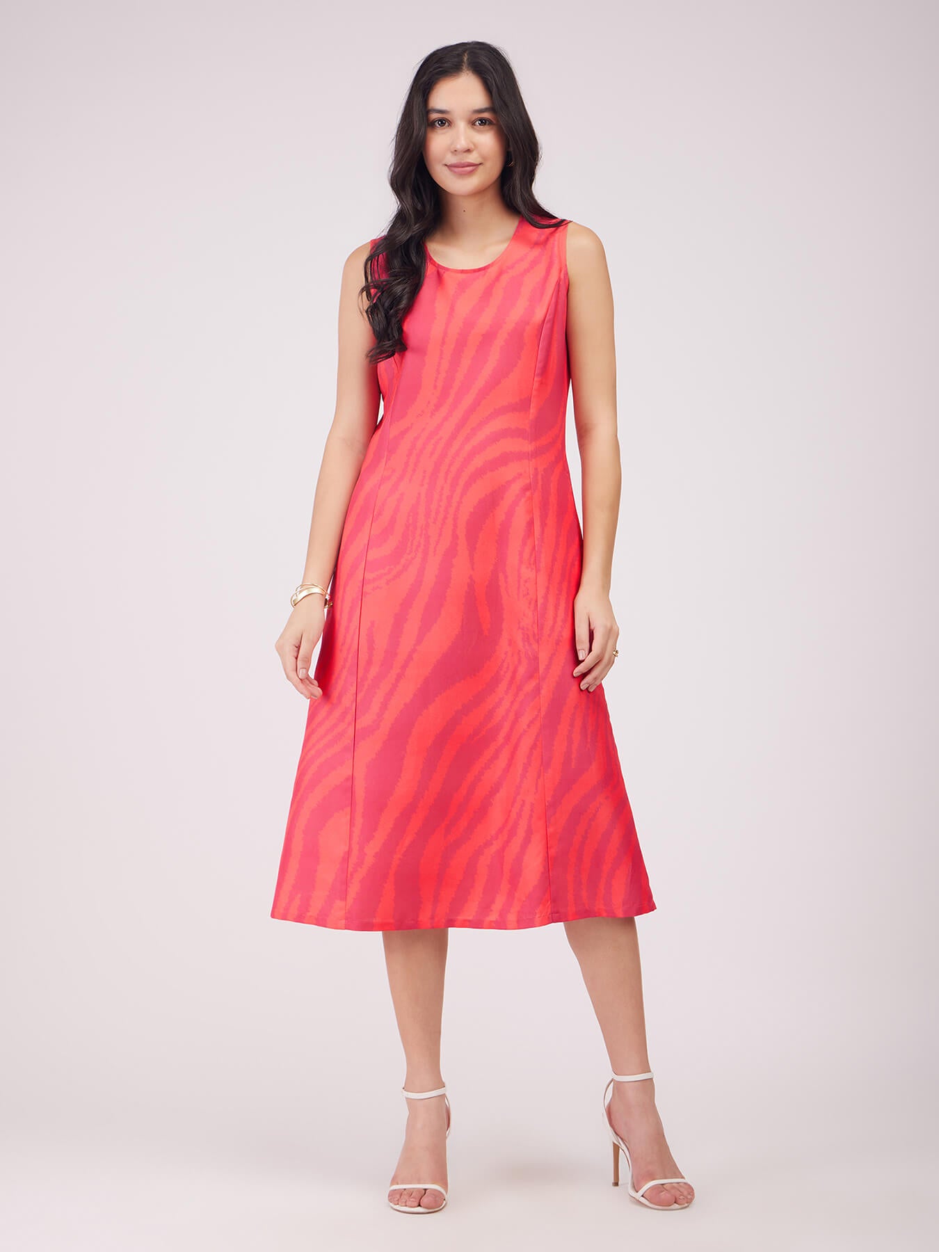 Sleeveless A-line Dress - Fuchsia