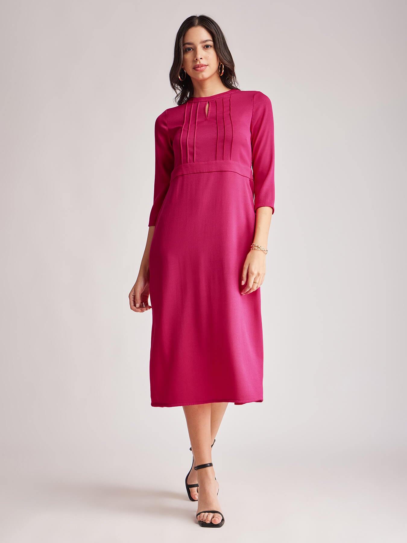 Front Keyhole Dress - Fuchsia