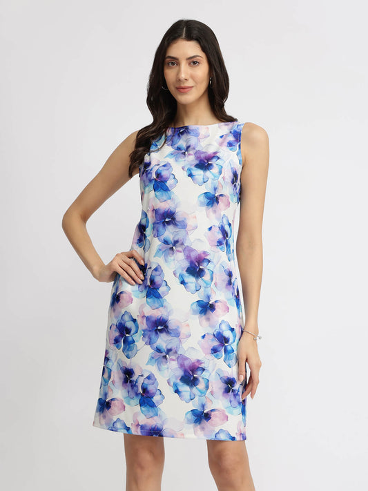 Floral Shift Dress - Blue