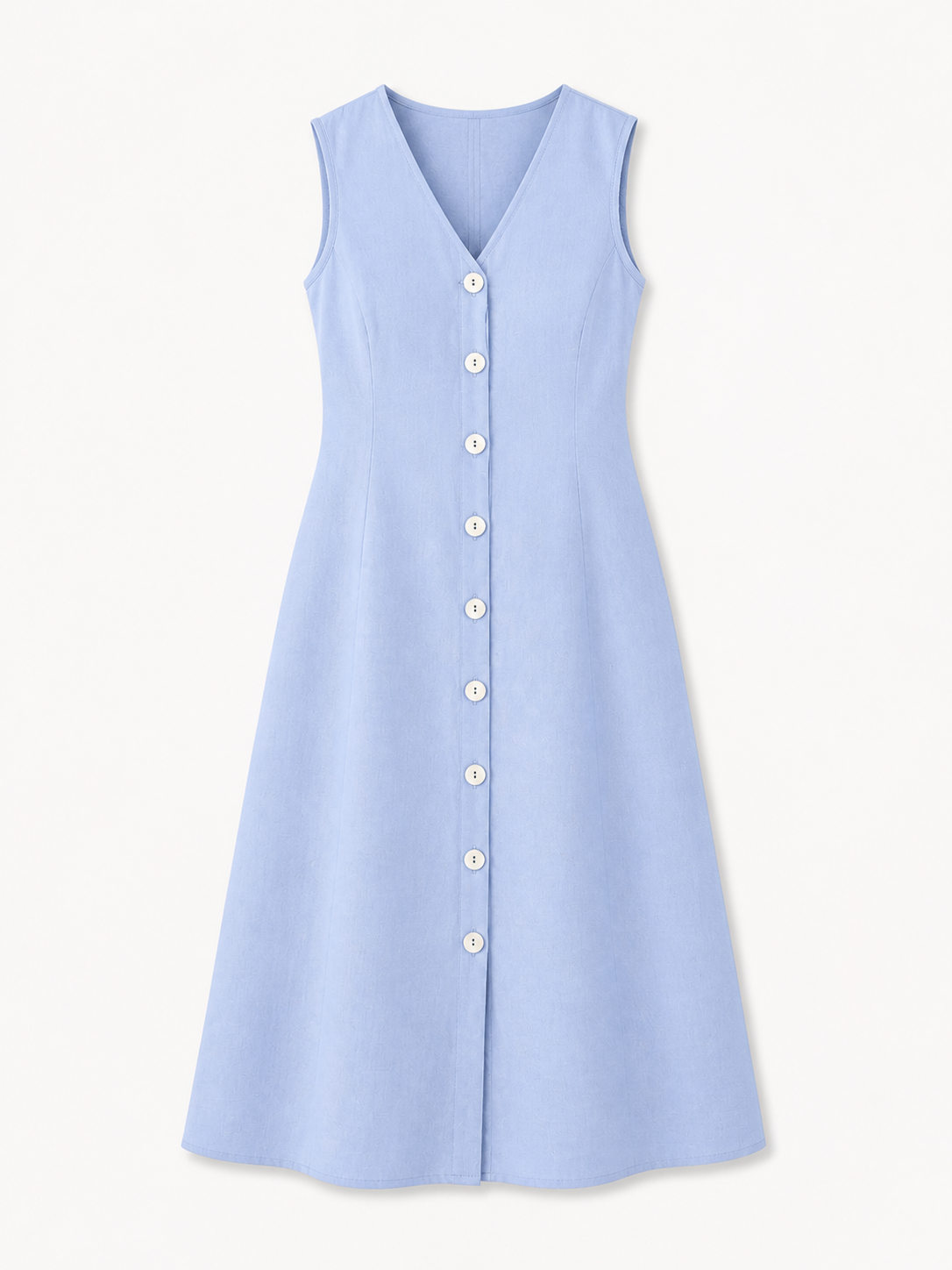 Cotton Button Down Dress- Blue