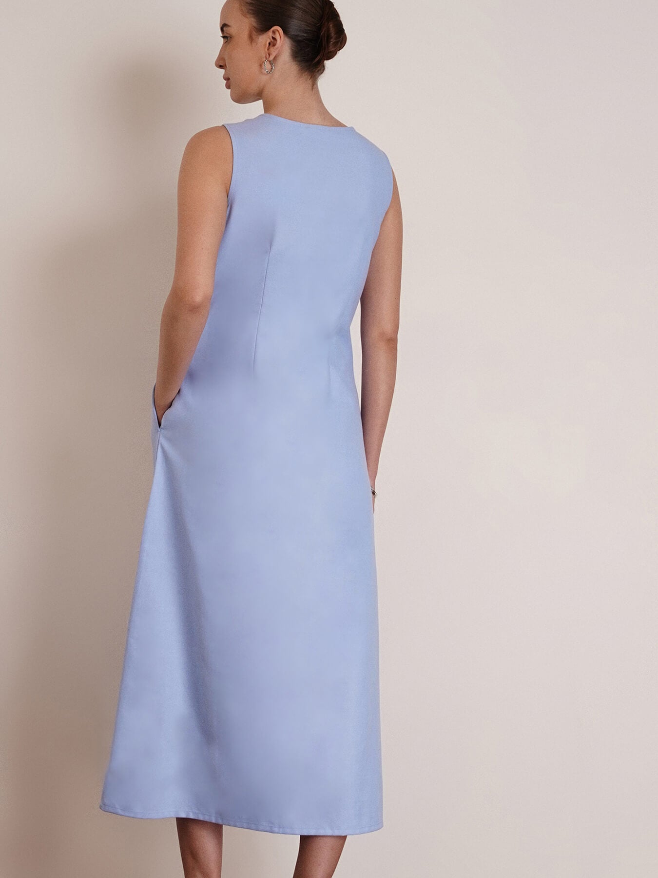 Cotton Button Down Dress- Blue