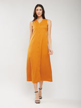 A-line Midi Dress - Mustard