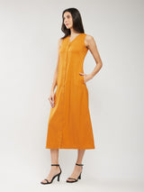 A-line Midi Dress - Mustard