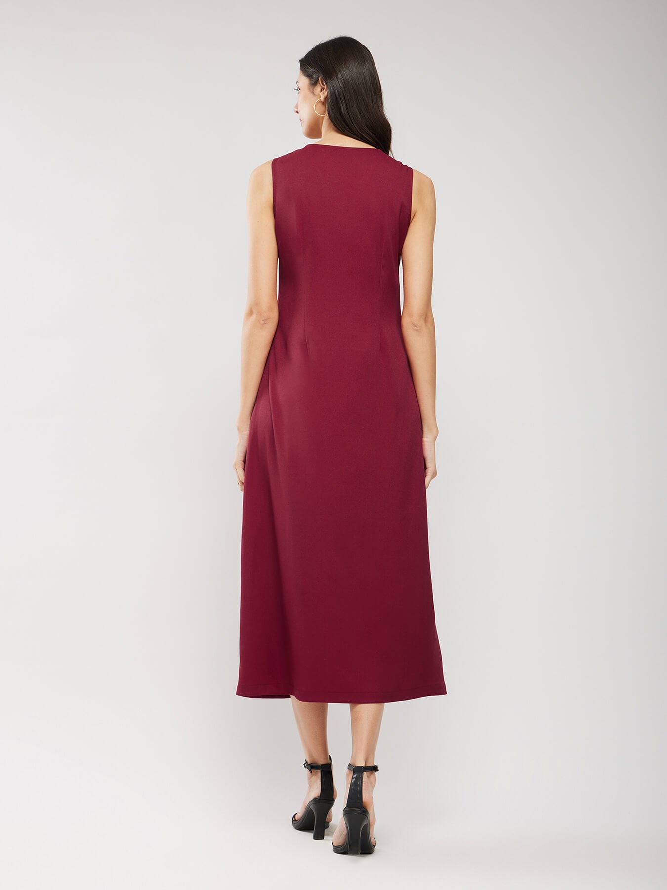 A-line Midi Dress - Maroon