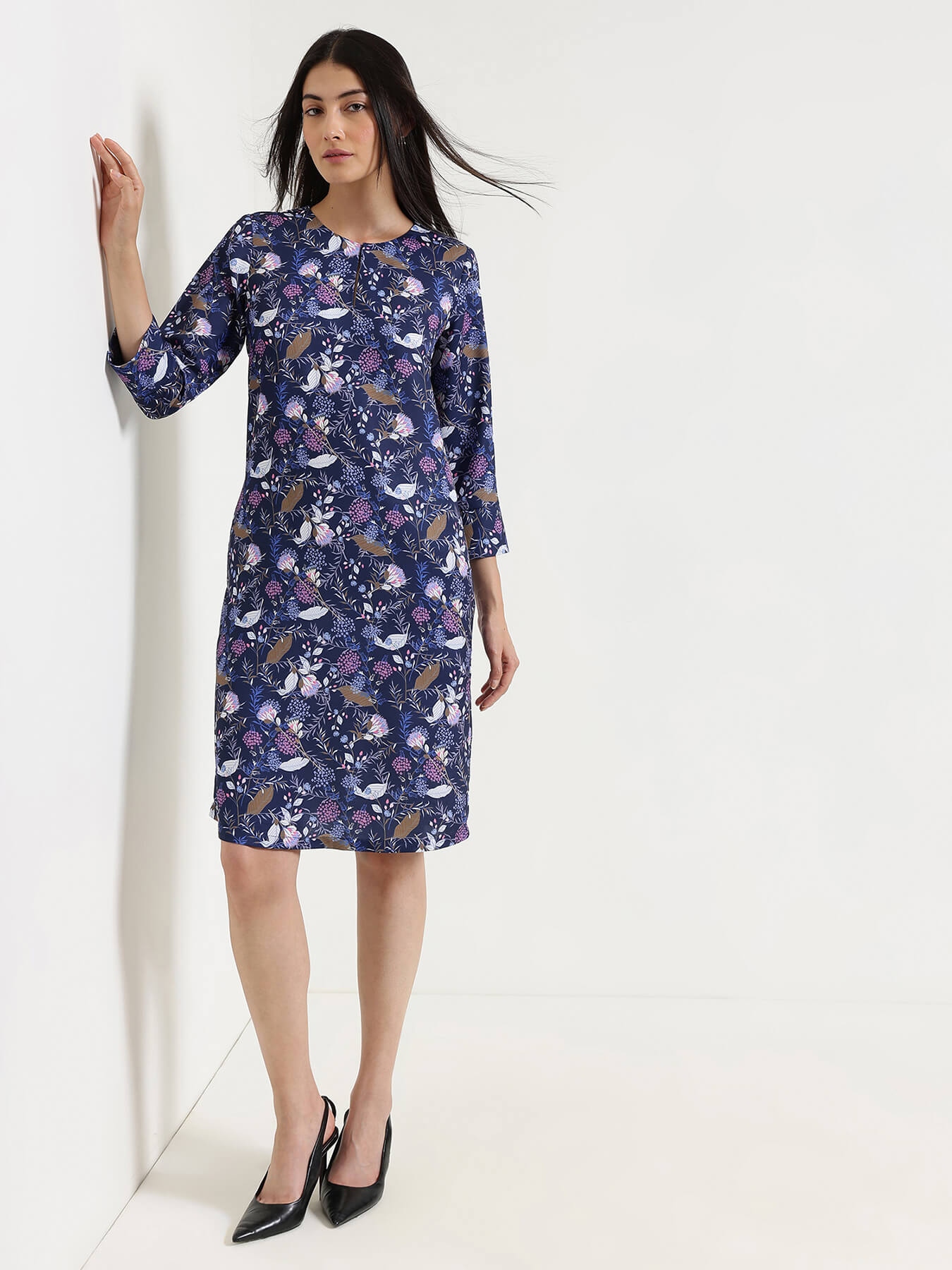Floral Shift Dress - Blue