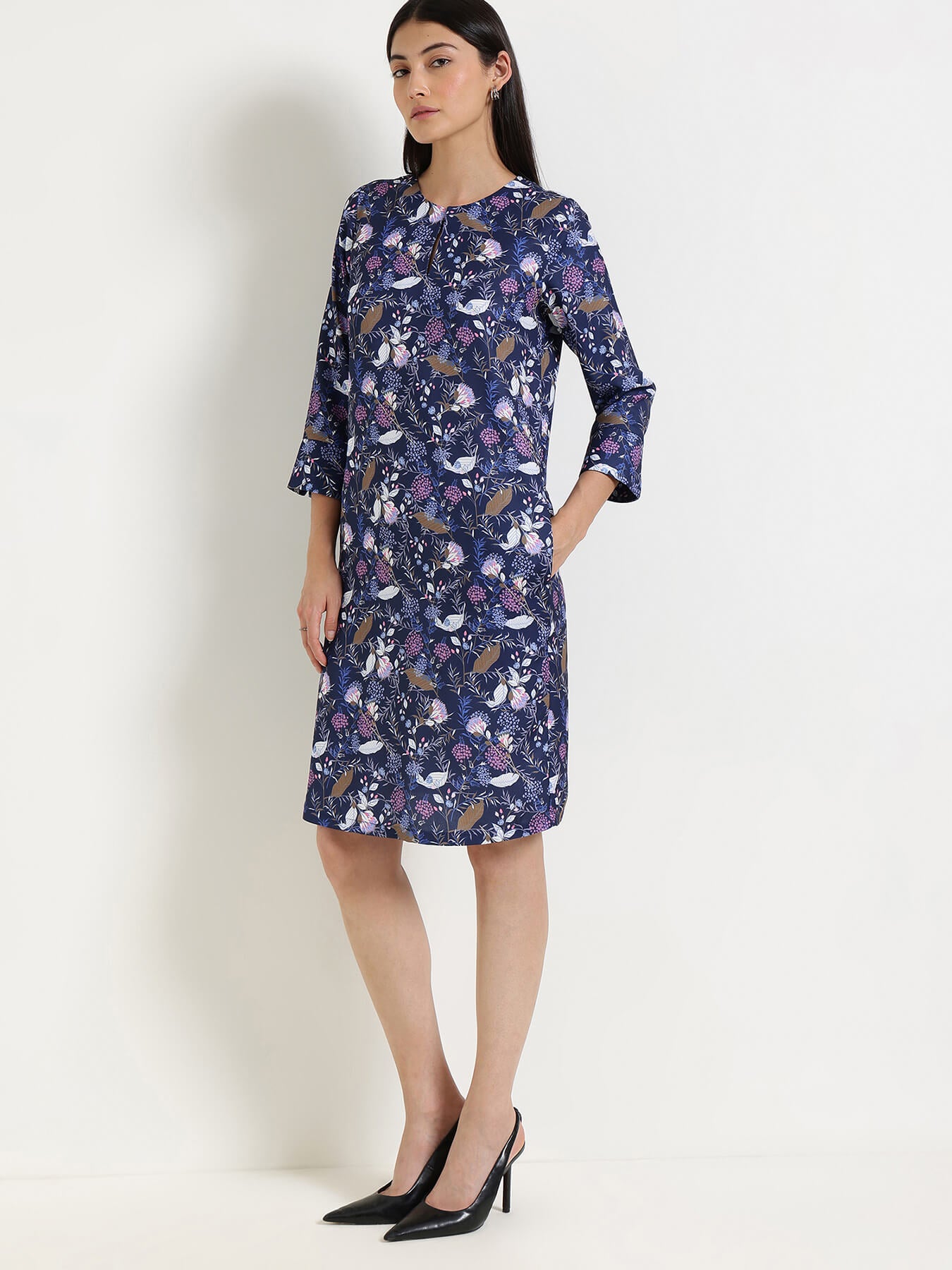 Floral Shift Dress - Blue