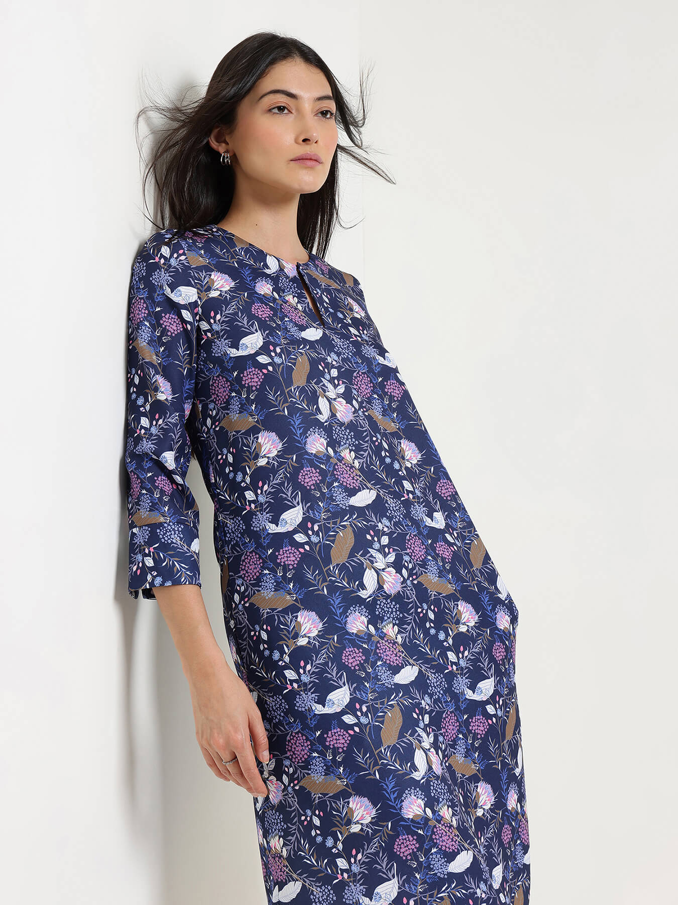 Floral Shift Dress - Blue