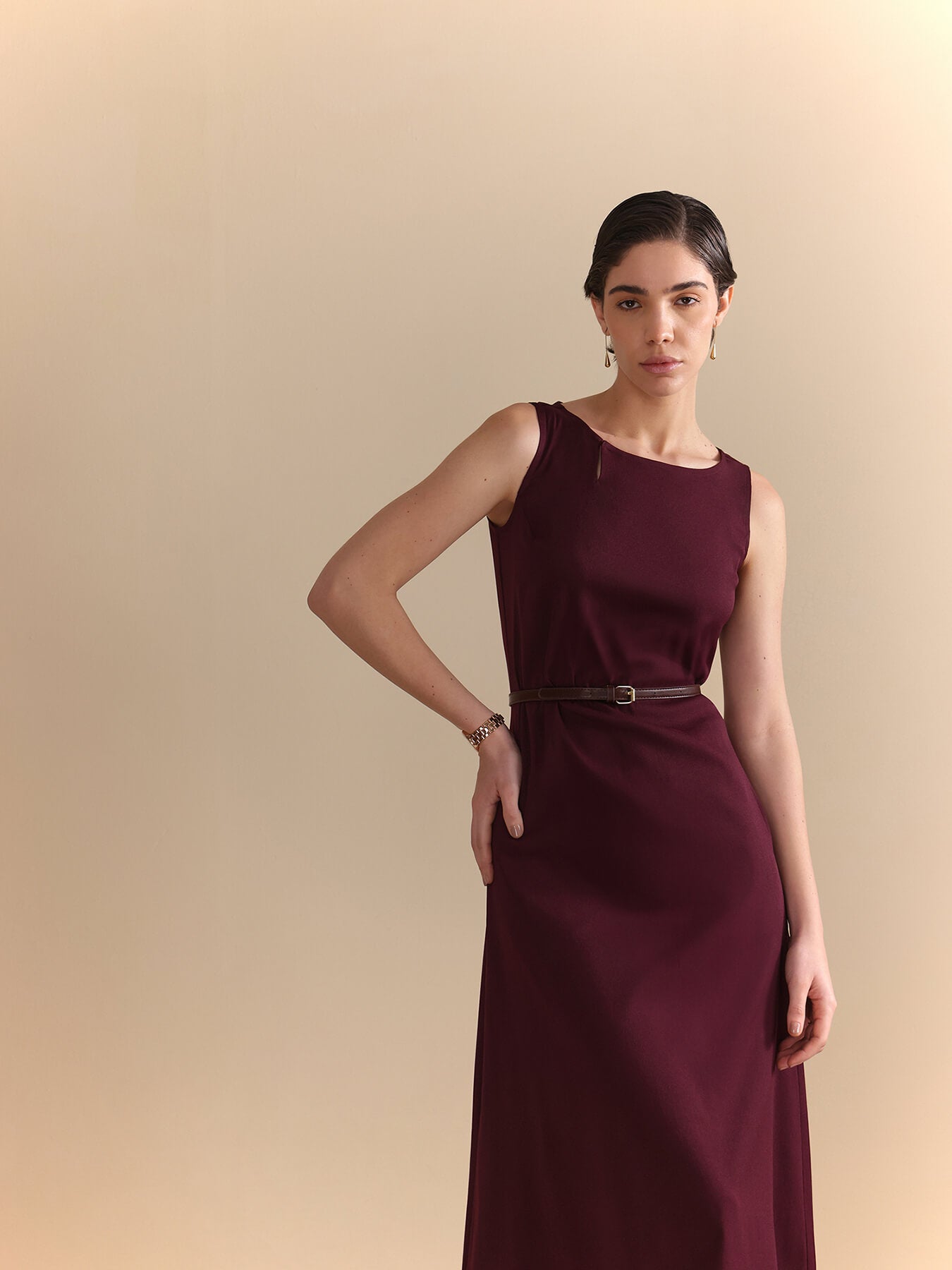 A-Line Midi Dress - Wine