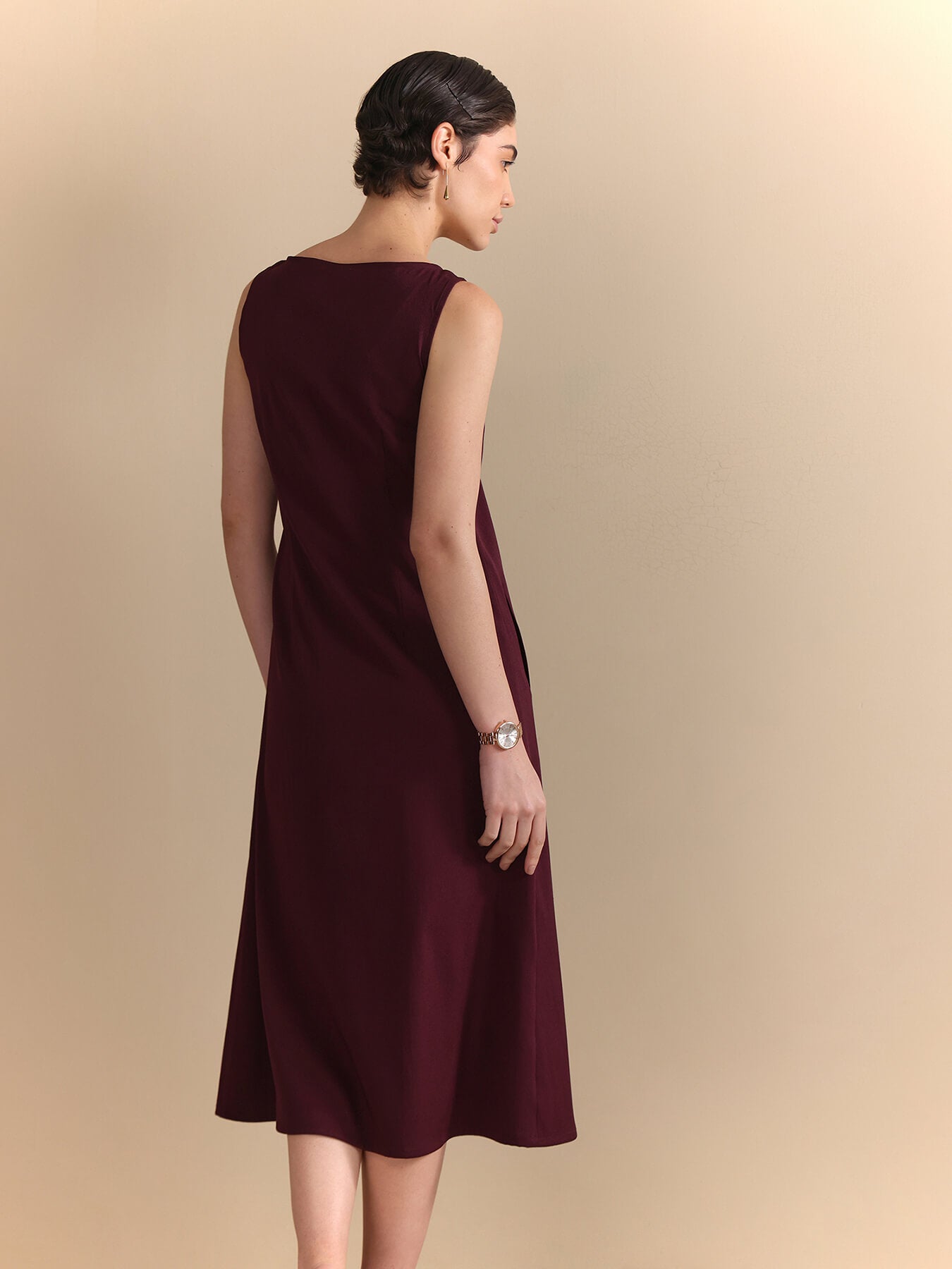 A-Line Midi Dress - Wine