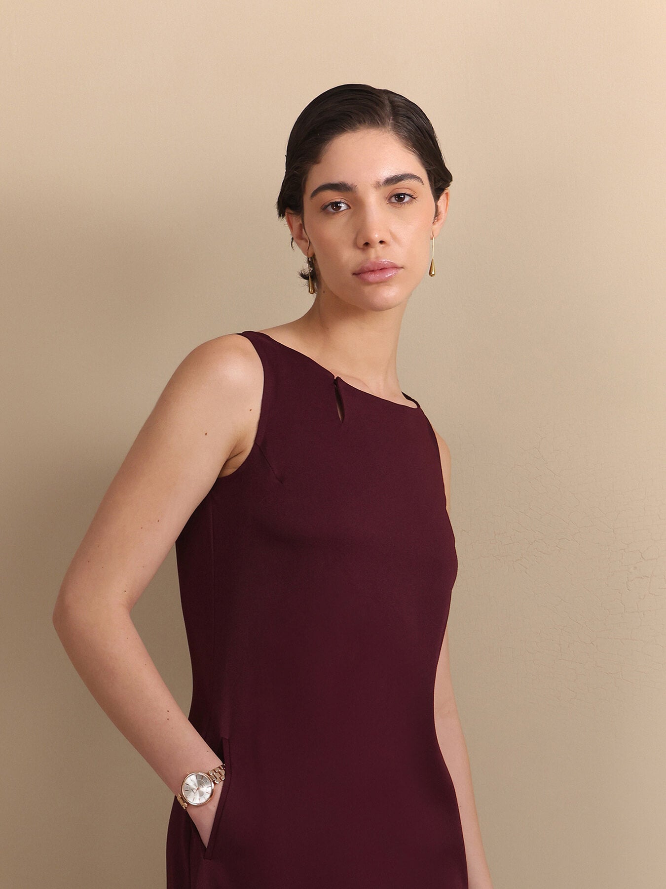 A-Line Midi Dress - Wine