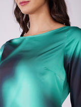 Stretch Satin Ombre Dress - Green