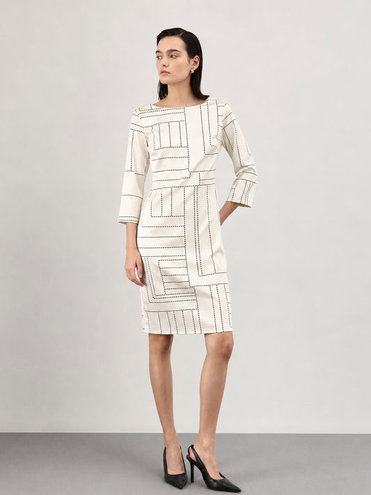 Stretch Satin Shift Dress - Off White