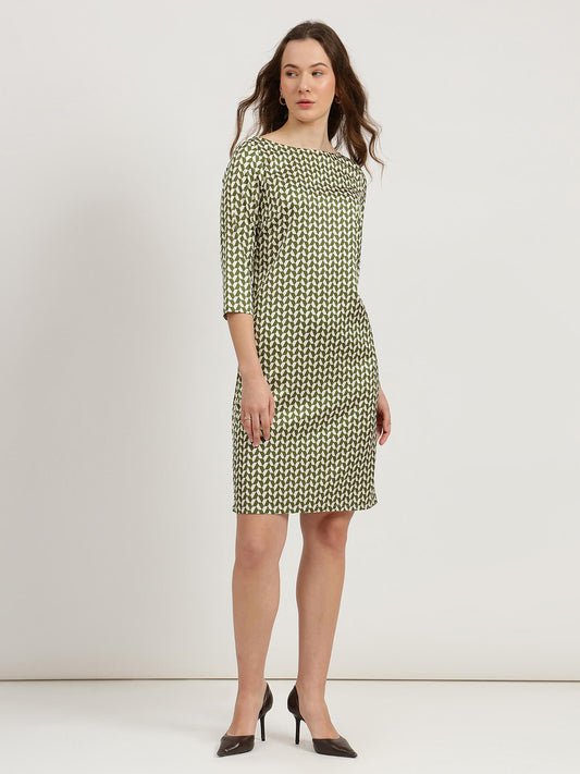 Satin Shift Dress - Olive