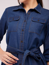 Denim Dress - Navy Blue