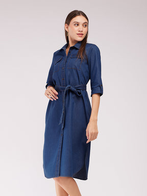 Denim Dress - Navy Blue