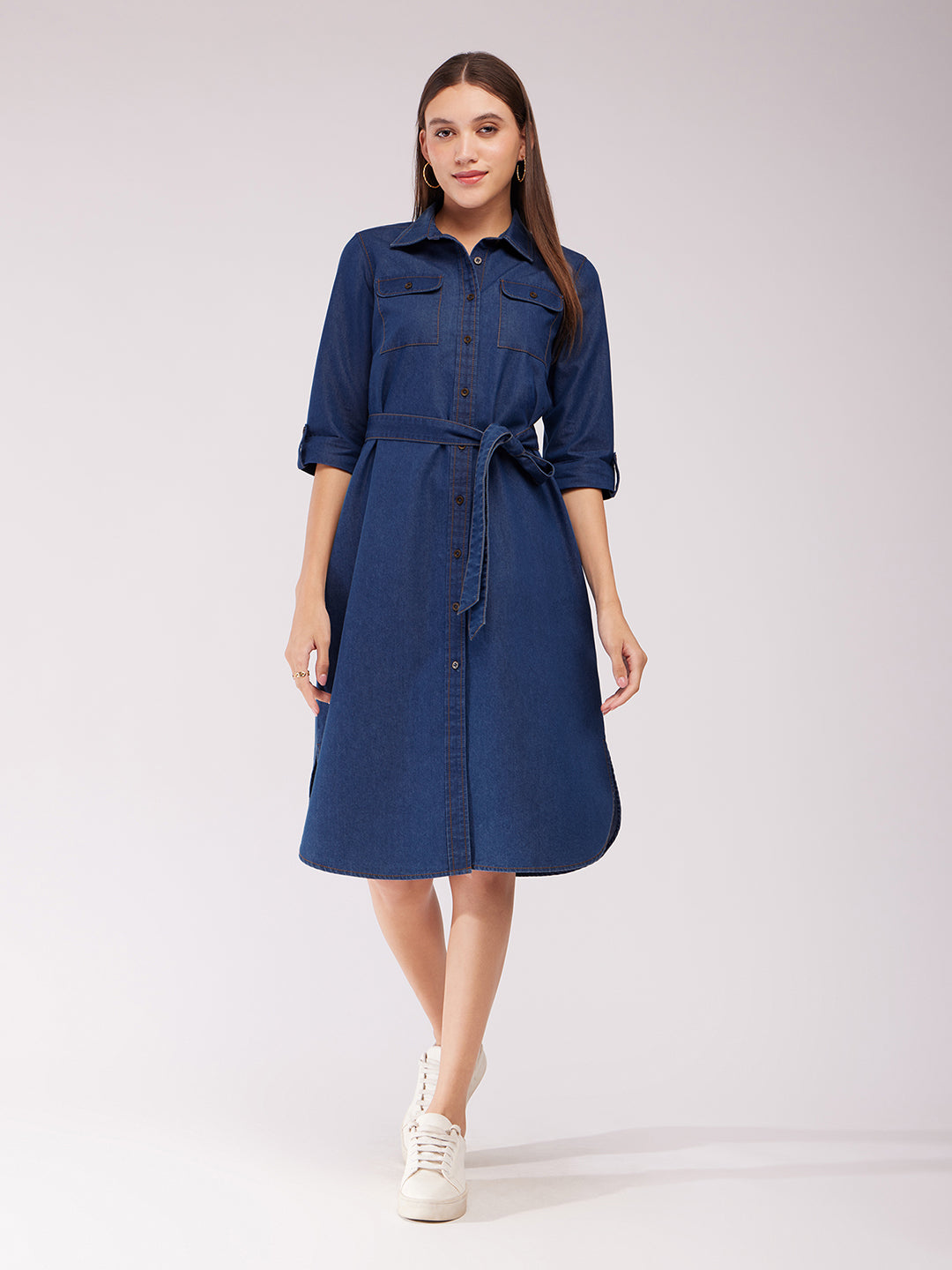 Denim Dress - Navy Blue