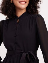 Georgette Tier A-Line Dress - Black