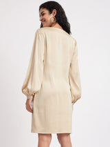 Satin Shift Dress - Beige