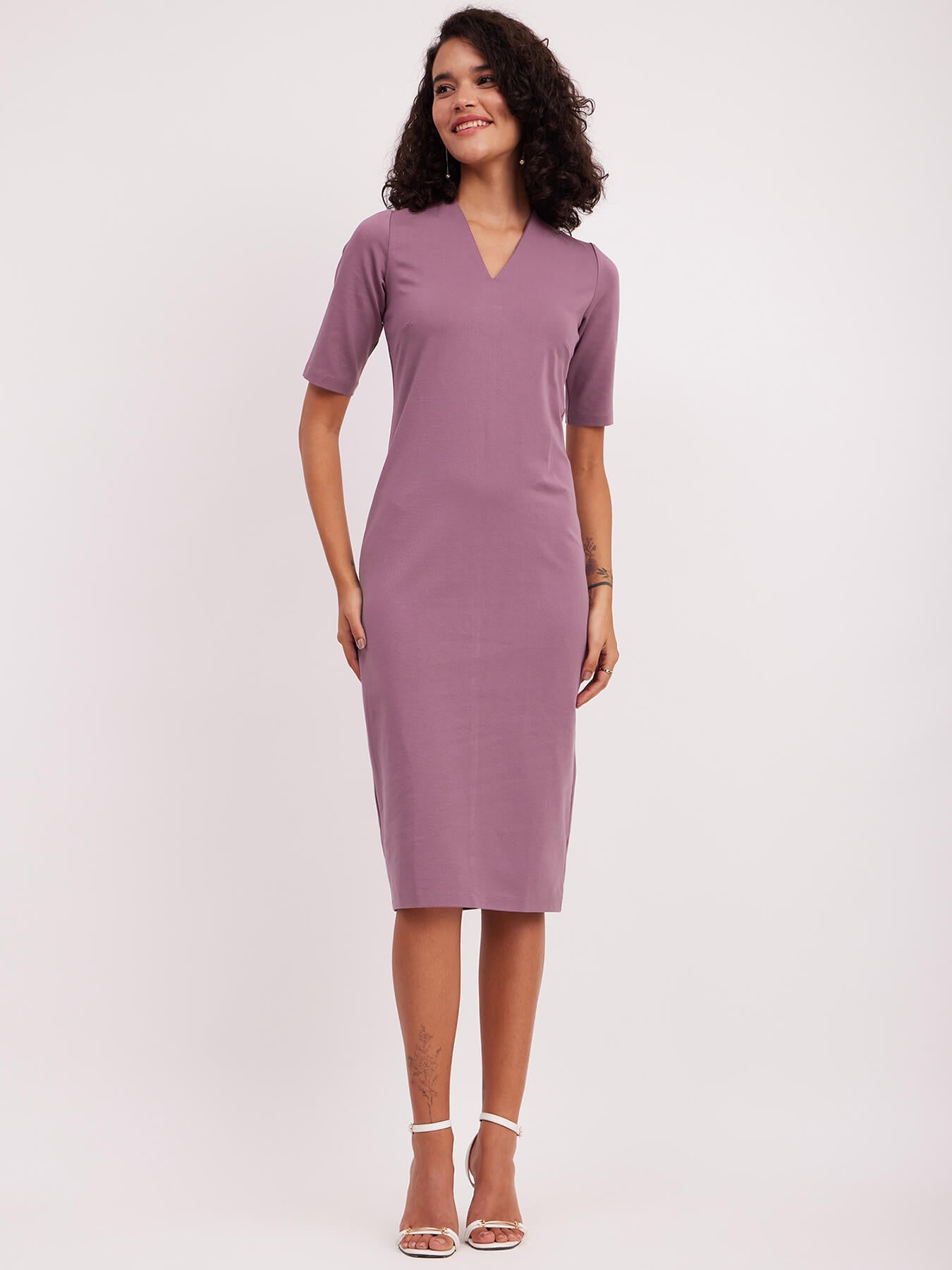 LivIn Shift V-Neck Dress - Mauve
