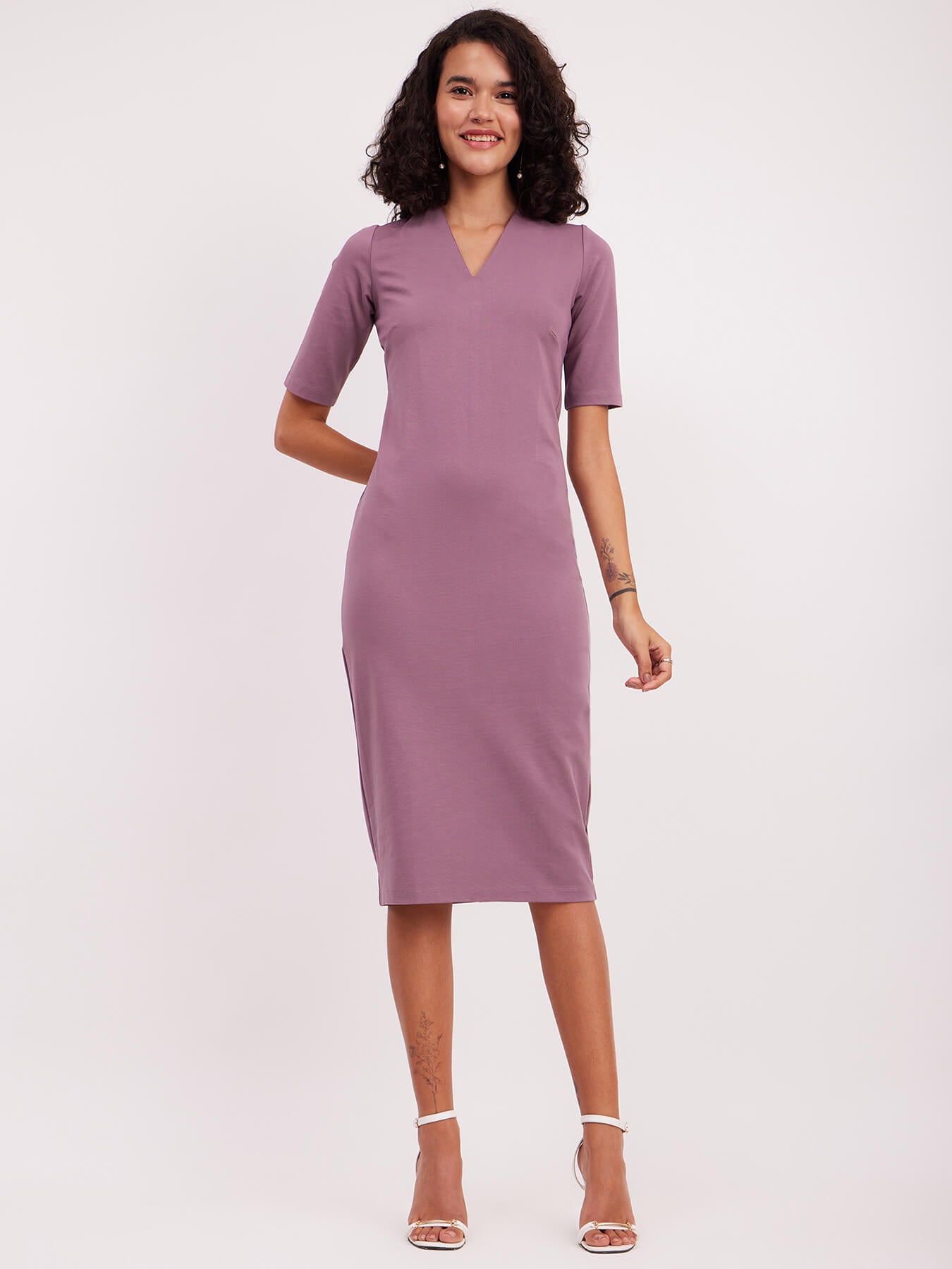 LivIn Shift V-Neck Dress - Mauve