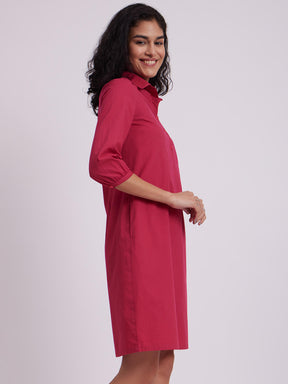 Tie Up Sleeve Dress -  Fuchsia