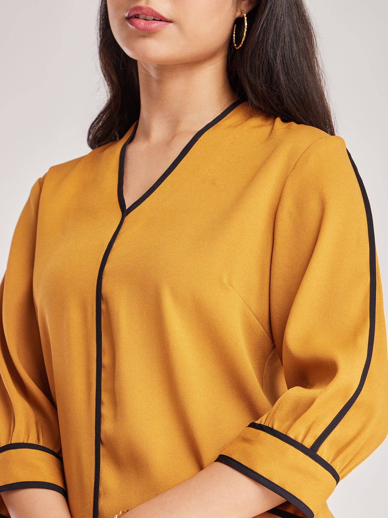 Colour Block Dress - Mustard And Black