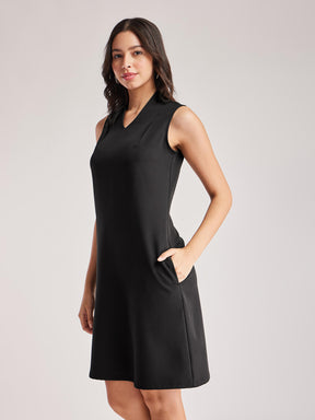 Solid A-Line Dress - Black