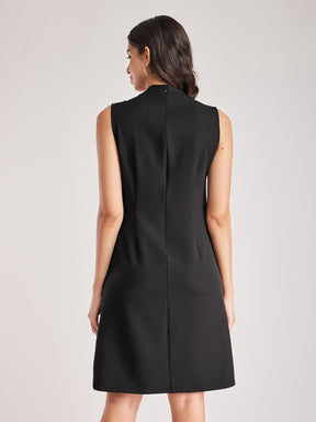 Solid A-Line Dress - Black