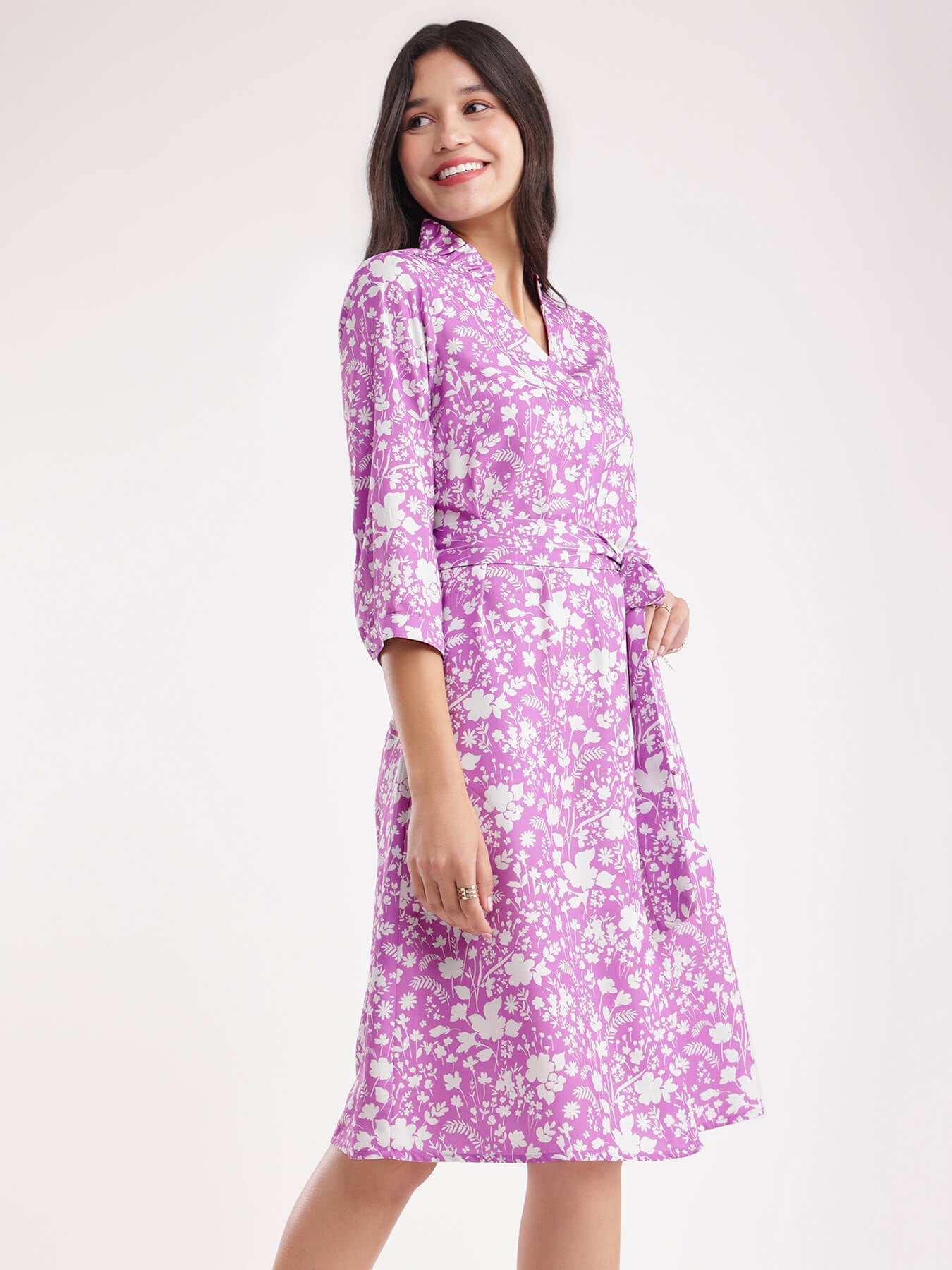 Floral Print Dress - Lilac