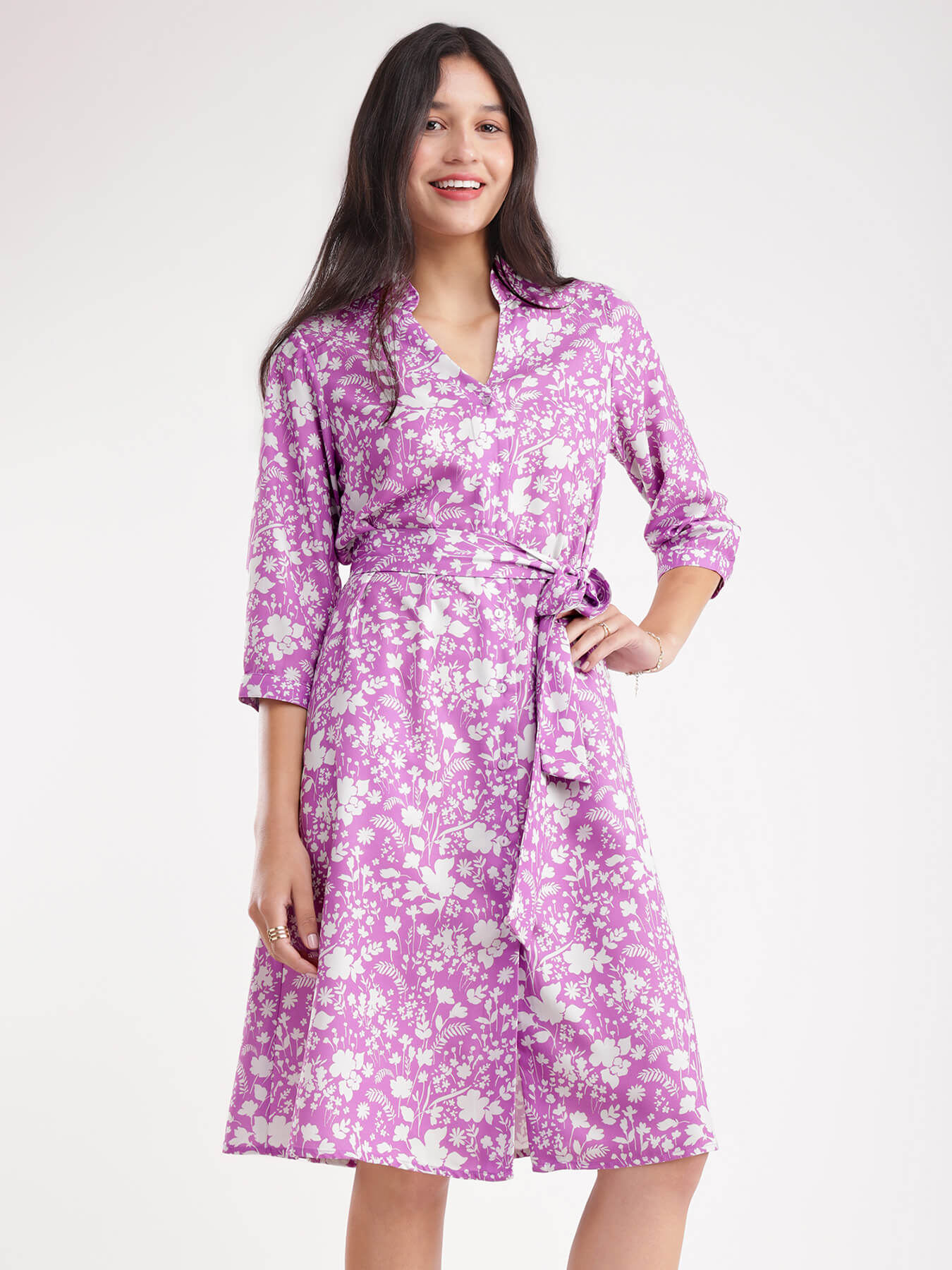 Floral Print Dress - Lilac
