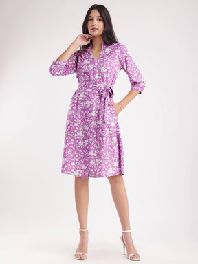 Floral Print Dress - Lilac