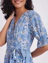 Floral Print Tier Dress - Blue