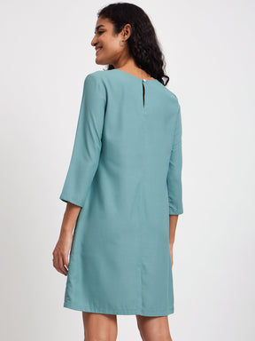 Colour Block Shift Dress - Sap Green