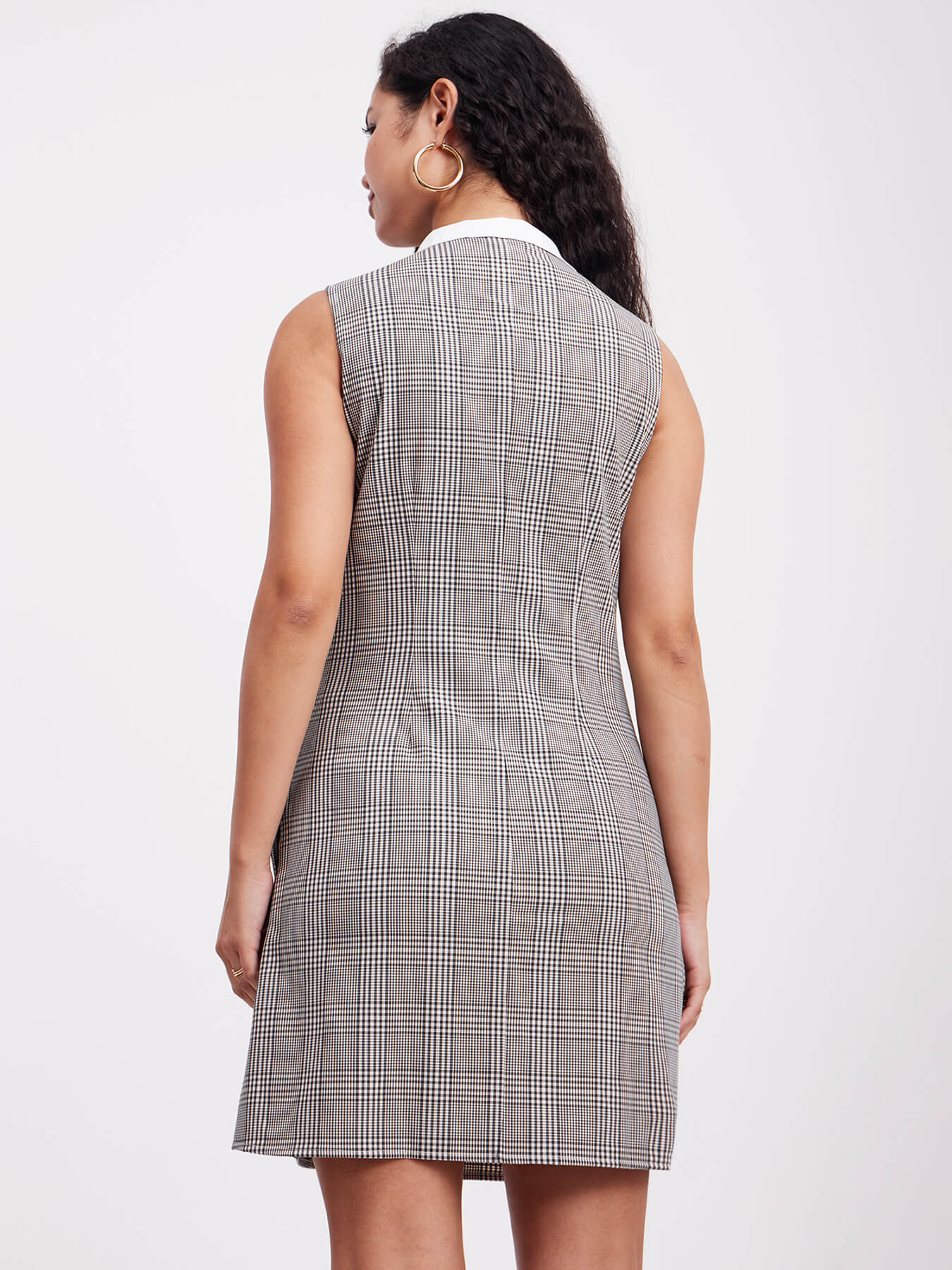 Checkered A-Line Dress - Black And White