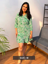 Linen Shirt Dress - Green