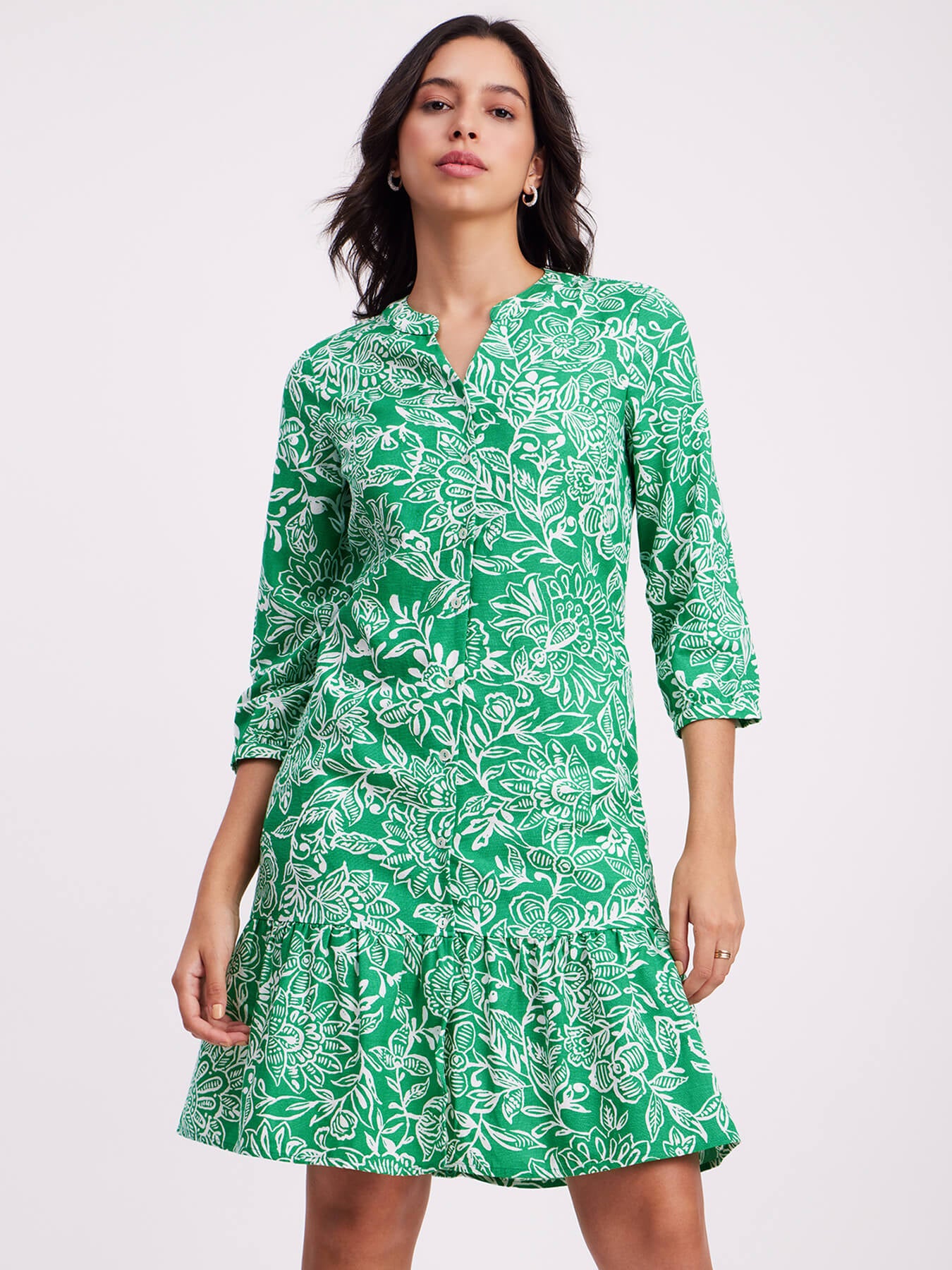 Linen Shirt Dress - Green