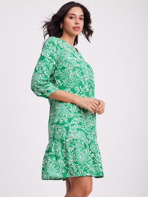 Linen Shirt Dress - Green