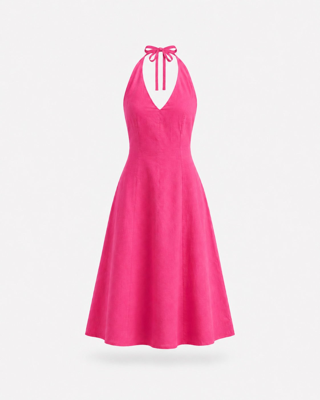 Linen Princess Line Dress - Fuchsia