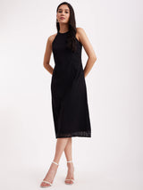 Halter Neck Lace Dress - Black