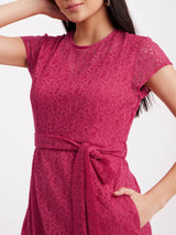 A-Line Lace Dress - Fuchsia