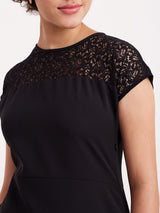 Drop Shoulder Lace Dress - Black