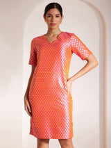 Brocade Golden Zari Dress - Pink And Gold