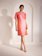 Brocade Golden Zari Dress - Pink And Gold