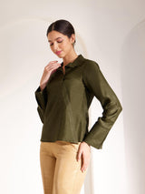 Zari Detail Placket Shirt - Olive