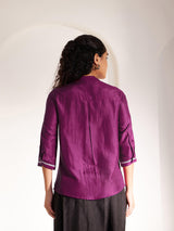 Lace Detail Pintuck Shirt - Purple