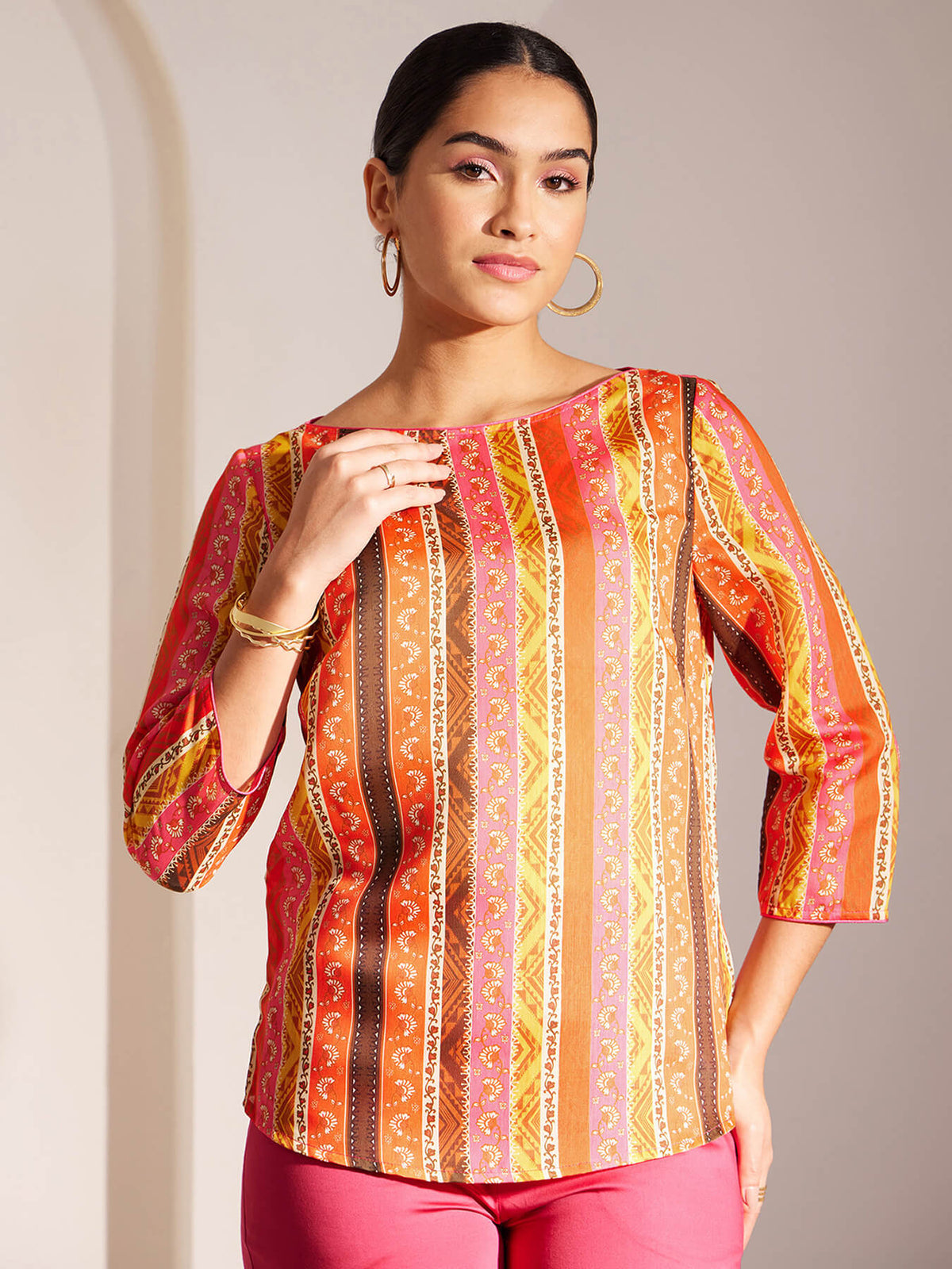 Chanderi Stripes Top - Multicolour